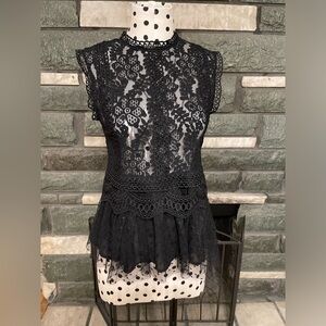 ZARA Lace Tulle Top